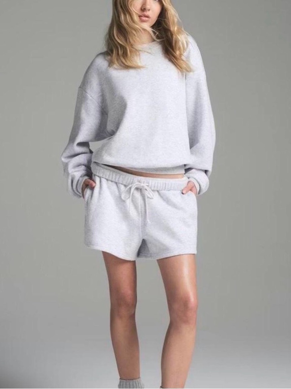 SKIMS Cotton Fleece Classic Short in Light Heather Grey
